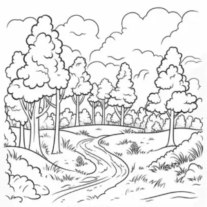 ausmalbild-mit-schattigen-baeumen-und-waldlandschaft