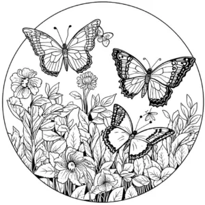 ausmalbild-mit-schmetterlingen-und-blumen