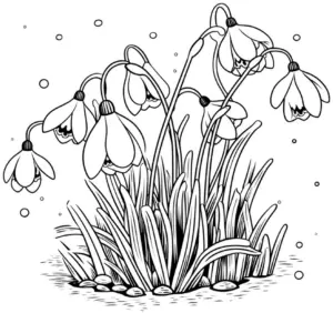 ausmalbild-mit-schneegloeckchen-in-der-natur