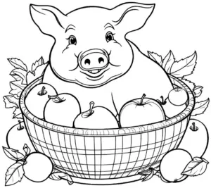 ausmalbild-mit-schwein-und-obstkorb