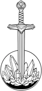 ausmalbild-mit-schwert-und-kristallen