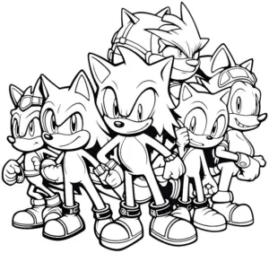 ausmalbild-mit-sonic-und-freunden-in-dynamischer-pose