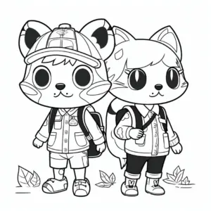 ausmalbild-mit-tieraehnlichen-charakteren-im-freizeitlook