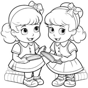 ausmalbild-mit-zwei-maedchen-beim-lesen
