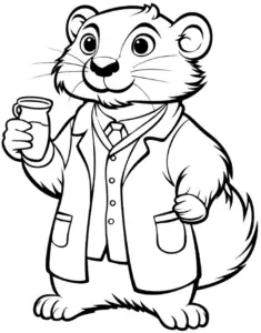 ausmalbild-neugieriger-otter-im-anzug-mit-glas