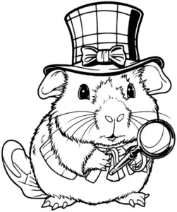 ausmalbild-neugieriges-meerschweinchen-mit-zylinder-und-lupe