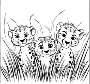 ausmalbild-niedliche-geparden-im-hohen-gras