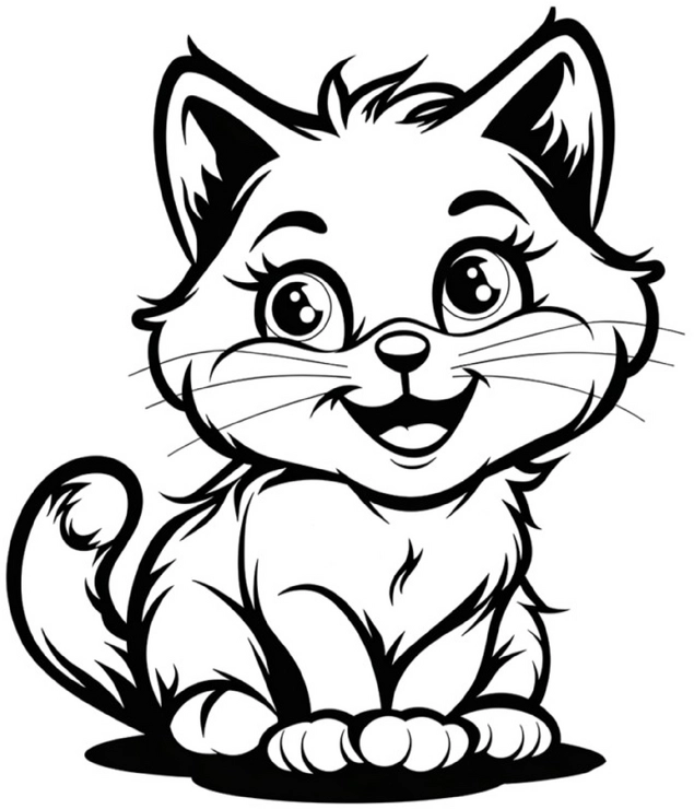 ausmalbild-niedliche-katze-mit-grossem-laecheln