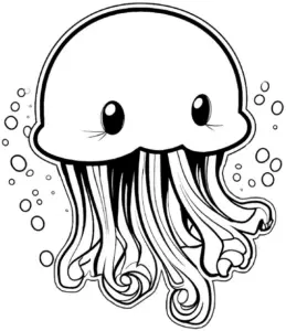 ausmalbild-niedliche-qualle-mit-blasen