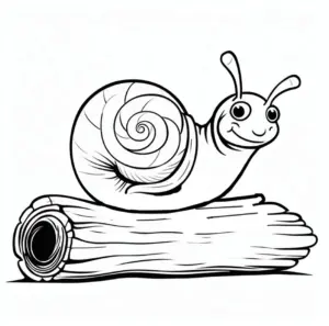 ausmalbild-niedliche-schnecke-auf-holzstamm