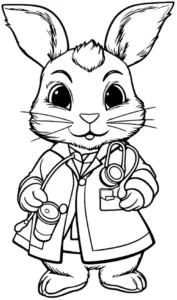 ausmalbild-niedlicher-arzt-hase-mit-stethoskop