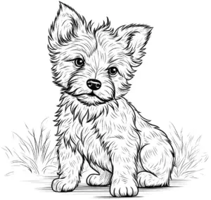 ausmalbild-niedlicher-hundewelpe-im-freien