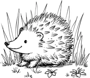 ausmalbild-niedlicher-igel-auf-wiese
