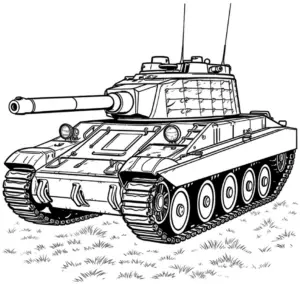 ausmalbild-panzer-mit-raupenketten-und-kanone