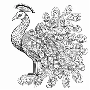 ausmalbild-pfau-mit-detailreichen-federformen