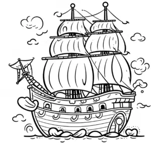 ausmalbild-piratenschiff-mit-grossen-segeln