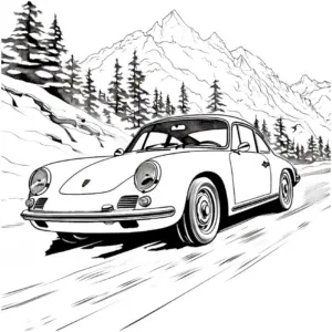 ausmalbild-porsche-auf-bergstrasse-mit-baeumen