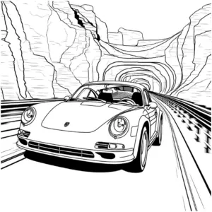 ausmalbild-porsche-im-tunnel