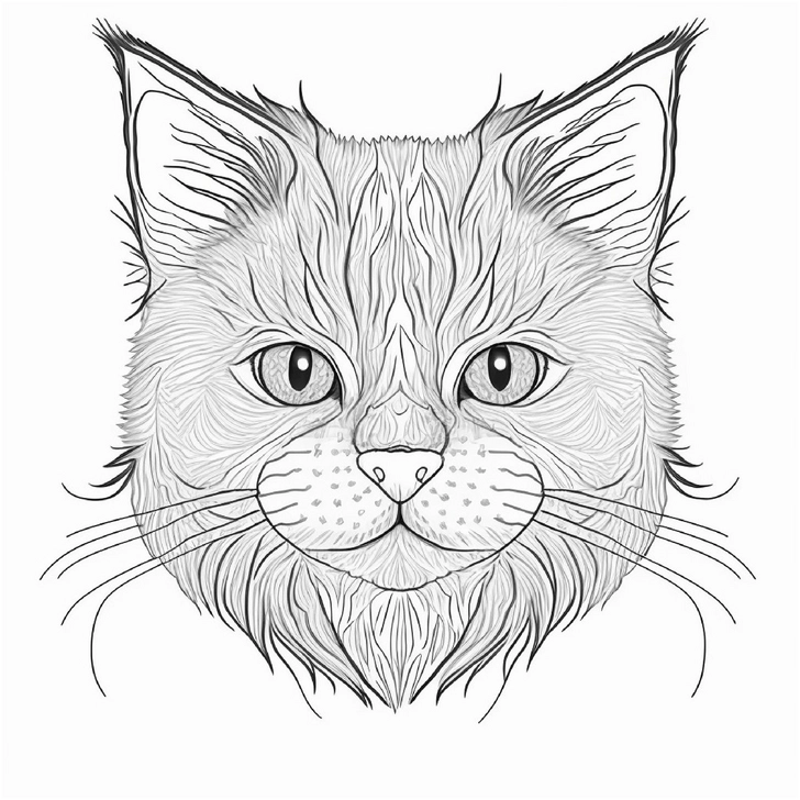 ausmalbild-portrait-einer-katze-mit-detaillierter-felldarstellung