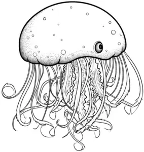 ausmalbild-quallen-mit-langen-tentakeln