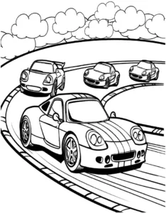 ausmalbild-rennwagen-auf-kurvenreicher-strecke