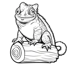 ausmalbild-reptil-auf-einem-baumstamm
