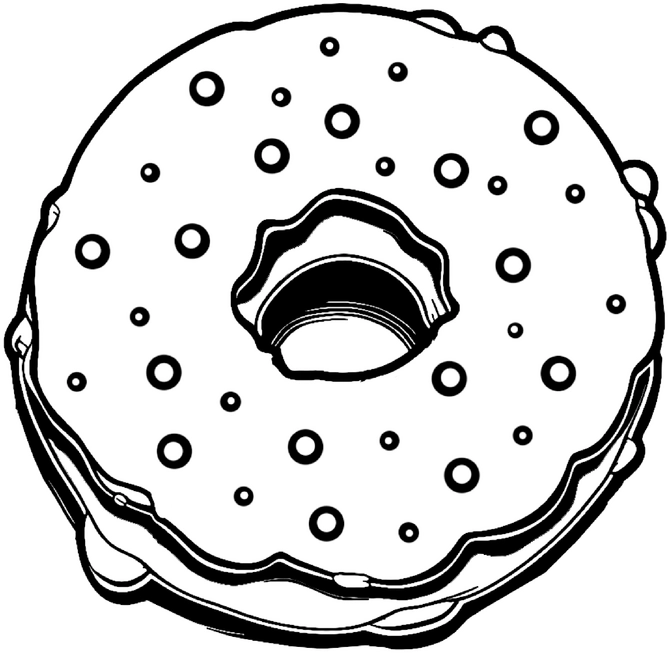 ausmalbild-runder-donut-mit-streuseln