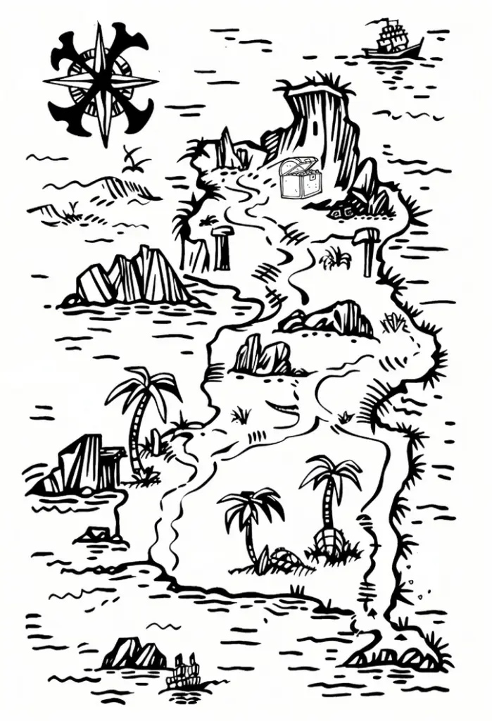 ausmalbild-schatzkarte-mit-piratenmotiven