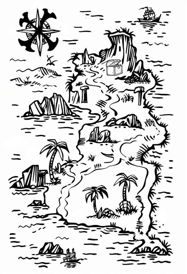 ausmalbild-schatzkarte-mit-piratenmotiven