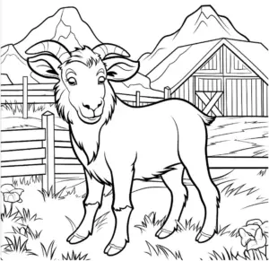 ausmalbild-scheunenziege-in-malerischer-landschaft