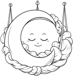 ausmalbild-schlaefriger-mond-mit-wolken