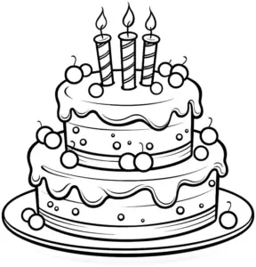 ausmalbild-schmackhafter-kuchen-mit-verzierungen