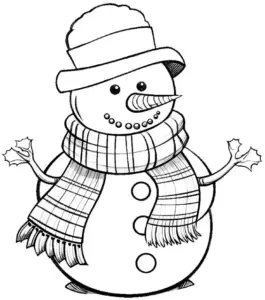 ausmalbild-schneemann-mit-schal-und-hut