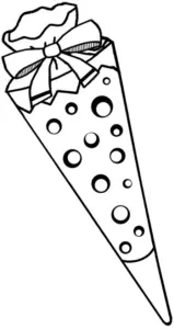 ausmalbild-schultuete-mit-bubbles-und-geschenkband