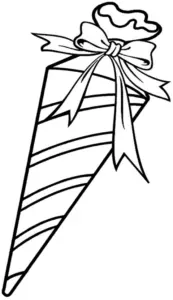 ausmalbild-schultuete-mit-schleife-und-streifenmuster