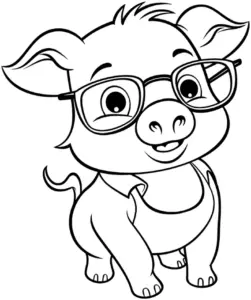 ausmalbild-schwein-mit-brille-und-hemd