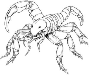 ausmalbild-skorpion-mit-eindrucksvoller-koerperstruktur