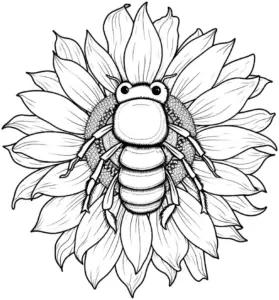 ausmalbild-sonnenblume-mit-biene