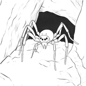 ausmalbild-spinne-vor-hoehle