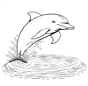 ausmalbild-springender-delfin-mit-wasserwirkung