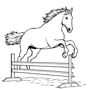ausmalbild-springendes-pferd-ueber-hindernis