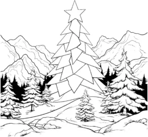 ausmalbild-tannenbaum-in-winterlandschaft