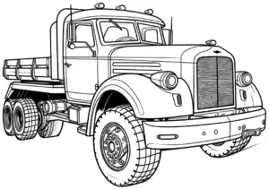 ausmalbild-tieflader-lkw-mit-markanter-form-robusten-reifen