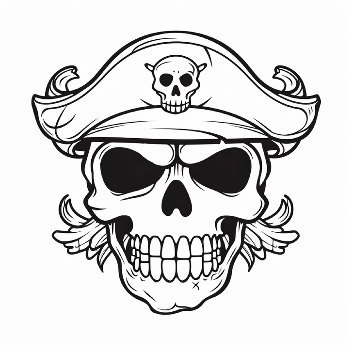 ausmalbild-totenkopf-mit-piratenhut