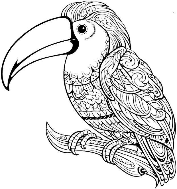 ausmalbild-tukan-mit-detailliertem-gefeeder