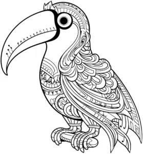 ausmalbild-tukan-mit-verzierten-mustern