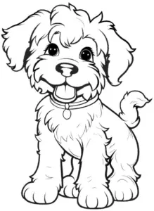 ausmalbild-verspielter-hund-mit-lockigem-fell