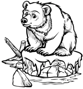 ausmalbild-von-einem-braunbaer-auf-einem-gefrorenen-felsen