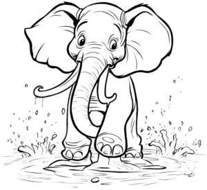 ausmalbild-von-einem-elefanten-in-einer-pfuetze