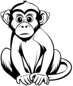 ausmalbild-von-einem-neugierigen-affen-mit-klaren-konturen